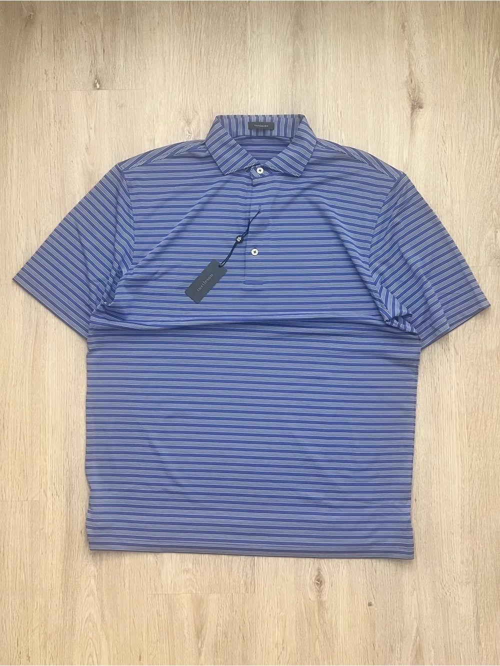 Turtleson Classic Blue Stripe Performance Golf Polo Mens Medium NWT